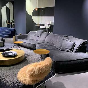 意式baxter科技布家具羽绒轻奢异形真皮设计师布达佩斯布艺沙发