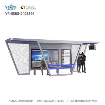 Street Smart Outdoor Metal Bus Stop Shelter with Lightbox