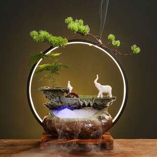 新品水到渠成流水摆件喷泉摆件循环水客厅办公室装饰乔迁开业礼品