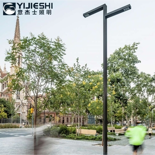 8米LED高低头道路灯交通道路照明双头路灯市政工程双臂路灯杆