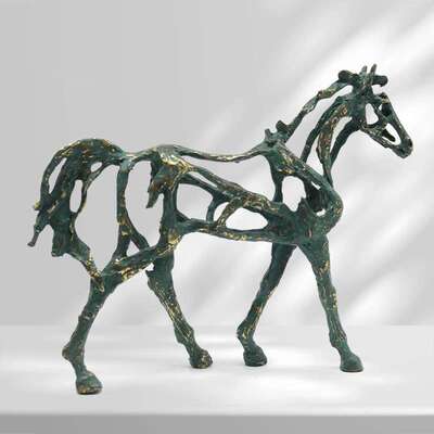 铅锡马摆件镂空马雕像创意客厅电视柜玄关办公室家居装饰乔迁礼物
