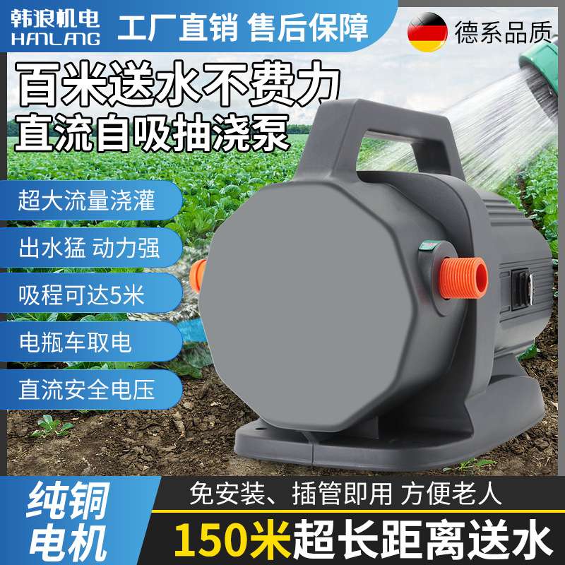 厂家插电瓶车直流水泵48V60V农田灌溉抽水机大流量浇菜浇水自吸泵