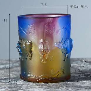 琉璃笔筒五牛图毕业季教师节礼物生肖摆件桌面工艺礼品文创礼物