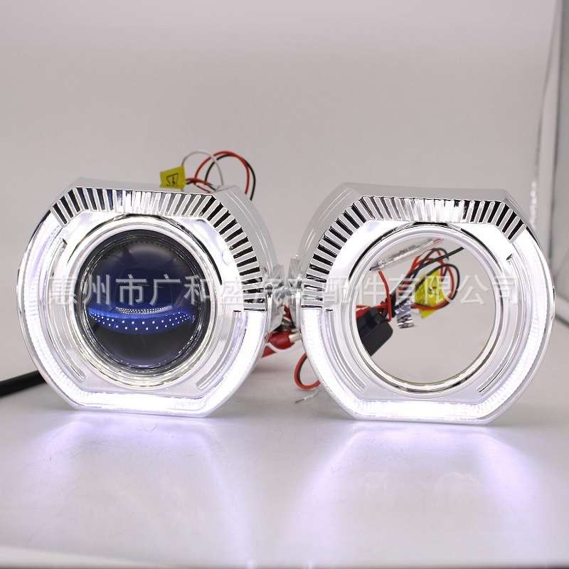 运动款大灯透镜装饰罩LED天使眼一体罩通用车灯遮光罩改装配件