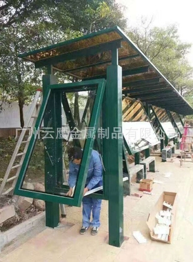 广州厂家专业制作不锈钢烤漆公交车候车亭镀锌灯箱镀锌烤漆候车亭