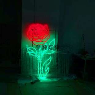 LED过街灯 横街灯 路灯灯杆装饰灯 节日灯杆玫瑰花造型灯 艺术灯