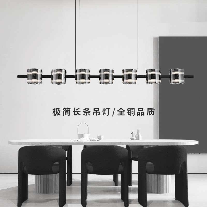 亚马逊跨境全铜意式极简玻璃餐厅吊灯现代简约餐桌吧台设计师灯具