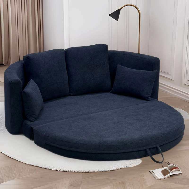 佛山可折叠沙发床异形半圆榻榻米双人小户型多功能两用布艺家具