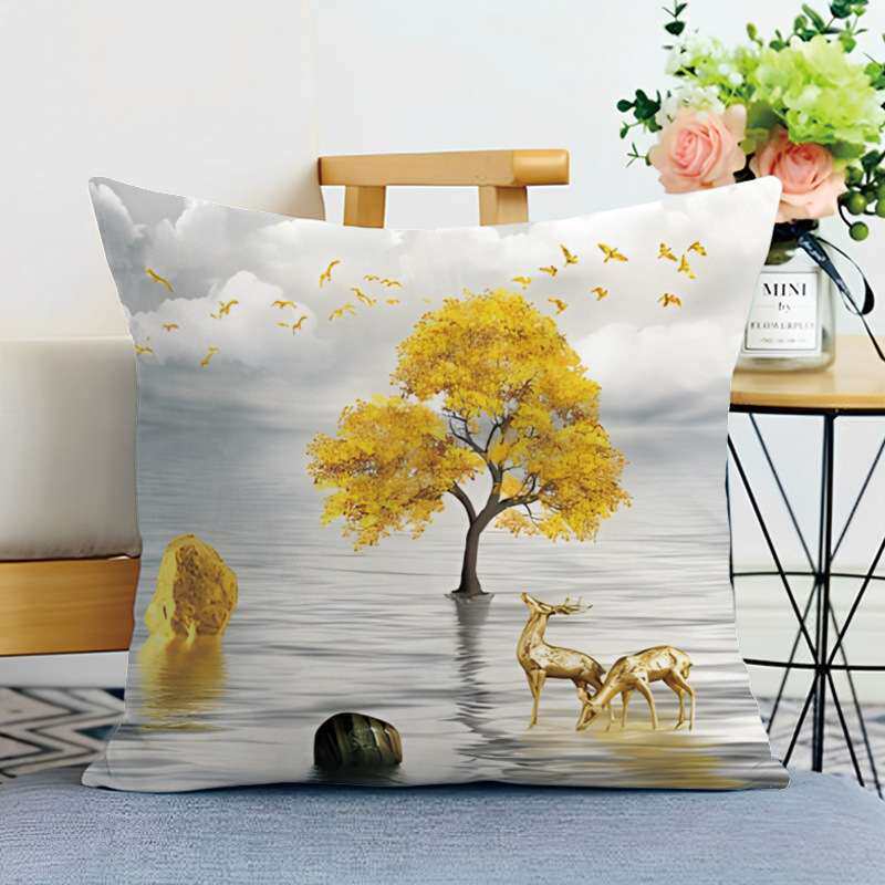 抱枕沙发客厅北欧招财麋鹿轻奢靠垫护腰靠背枕芯套办公室汽车床头