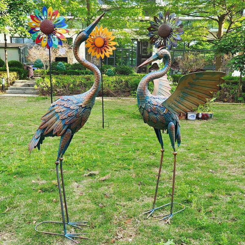 外贸热销欧式别墅田园庭院风景区装饰古铜色展翅对鹤铁艺动物摆件,家居饰品,户外/庭院摆件,淘宝优惠券,粉丝福利购,淘宝优惠卷