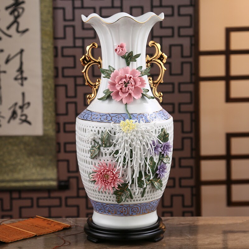 速发高档奢华创意陶式中瓷大号装饰品瓷器花瓶礼件摆品客厅台灯工