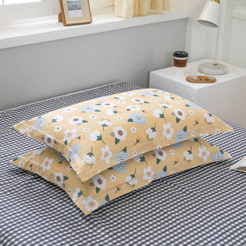 速发全棉斜纹枕套纯棉套芯套大号夏季48x74cm一对装人单 春秋枕头