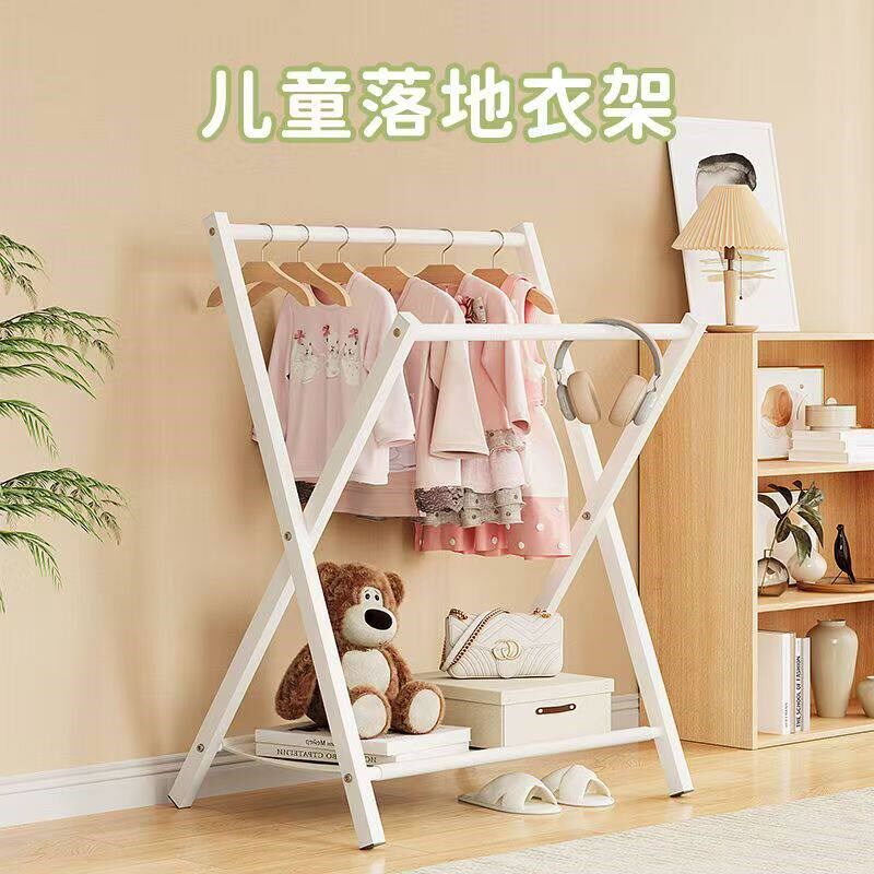 速发落地挂衣架卧室摺叠收纳层架衣服临时放置房间可摺叠临时牀头