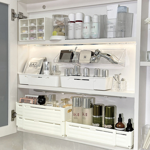 速发浴室生柜内隔板镜式 化妆品面霜收纳壁挂背卫镜间护肤品置物架