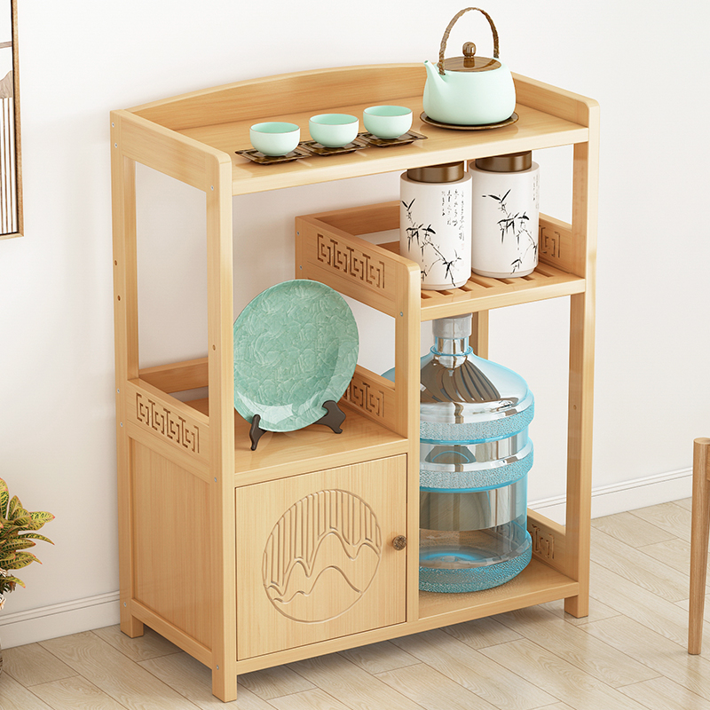 速发多层家商客收置物架实木复古简易厅纳架落地式储物柜用用茶叶
