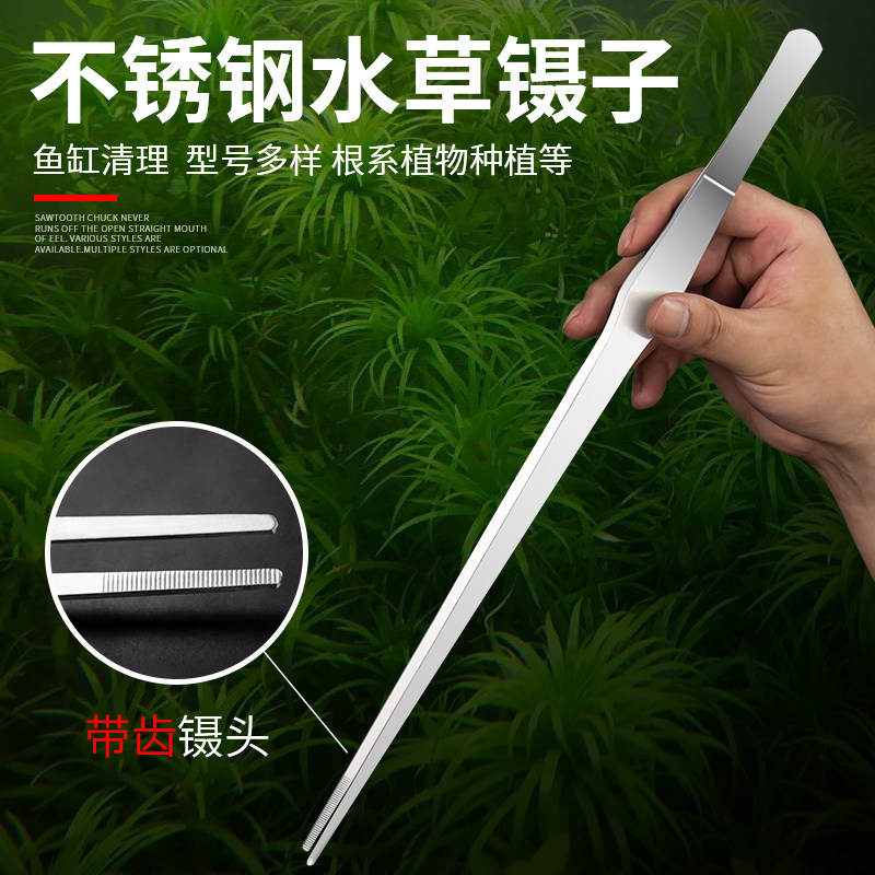 速发镊子不号子加长鱼缸喂龟乌龟喂食专用水草夹钢长柄超长大锈水