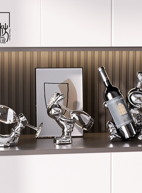 速发创意高档客厅柜子红摆架酒件轻奢酒兔软装饰品电视柜书柜摆设