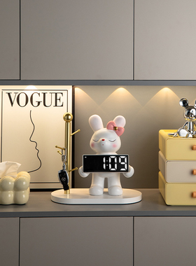 速发轻奢兔子时关玄钟装饰品收纳盒入户客门箱摆件放收纳进厅