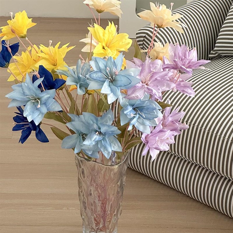 速发百合花绢花客花干花花束餐桌花摆设假厅装花饰摆件拍照花瓶