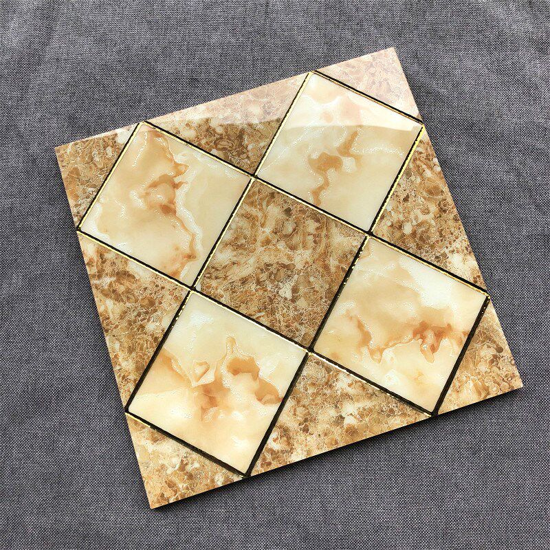 速发轻奢金边00x00抛晶砖厨房卫生间台小地砖K金砖微晶镀金瓷砖