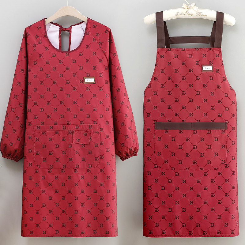 速发围裙新款厨房时用防水防油字尚家母长袖围腰韩版做饭餐饮logo