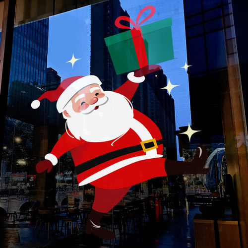 速发圣诞圣装饰窗贴诞场节商老人贴画店铺橱窗布置静电玻璃贴门贴