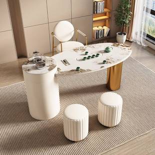 茶台 轻奢岩板茶桌椅组合家用办公阳台功夫泡茶桌烧水壶一体嵌入式