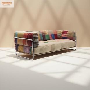 2026新多巴胺风出租款 房直沙发布排艺沙型发客厅小户型一字简7373