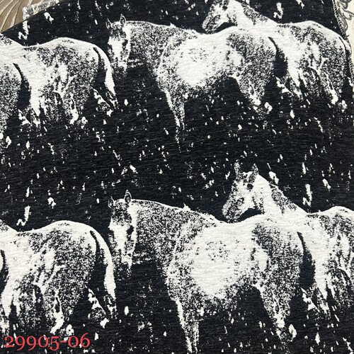 雪尼尔提花沙发布面料骏马图案动物图案抱枕布面料