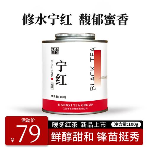 宁红红茶 2023新茶茶叶 一级工夫罐装100g 修水特产口粮茶