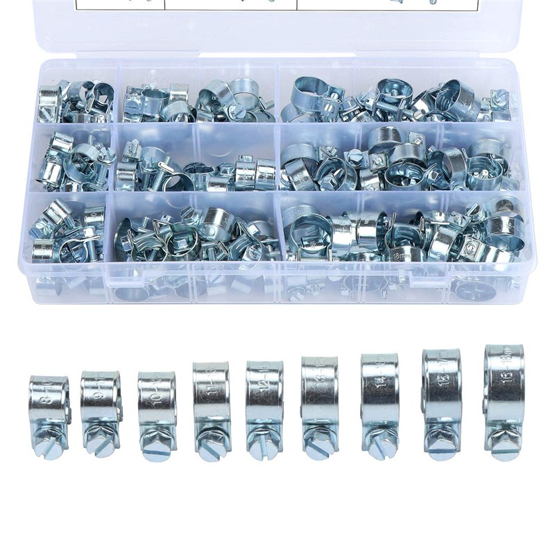 78pcs盒装迷你软管夹卡箍 碳钢镀锌喉箍 迷你燃油管夹组合套件