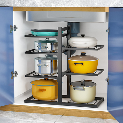 厨房置物架家用多层落地锅具收纳架柜子下水槽厨柜内分层放锅架子