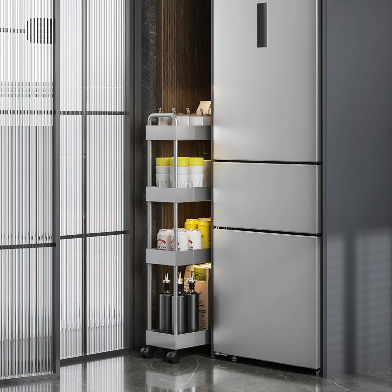 碳钢厨房夹缝置物架极窄缝隙收纳架洗衣机冰箱缝隙架小推车储物架