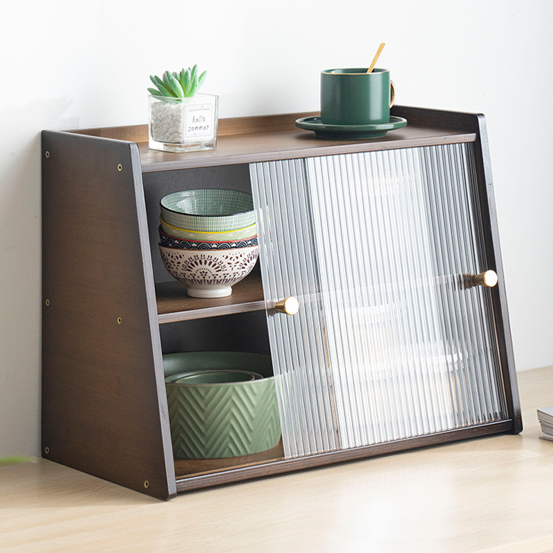 茶室茶叶架茶具咖啡杯子收纳柜桌面置物架办公室餐桌储物柜子家用