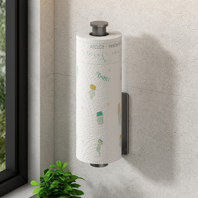 厨房纸巾架免打孔橱柜卷纸架置物架厨房用纸巾保鲜膜抹布收纳挂架