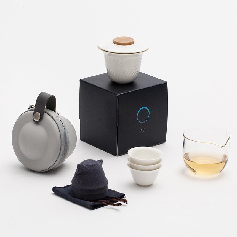 创意陶瓷便携茶具套装旅行快客杯车载户外个人泡茶杯同心杯小套lo
