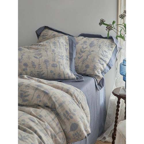 A类裸睡双层纱_四件套全棉纯棉床单被套日式简约复古风高级感床品