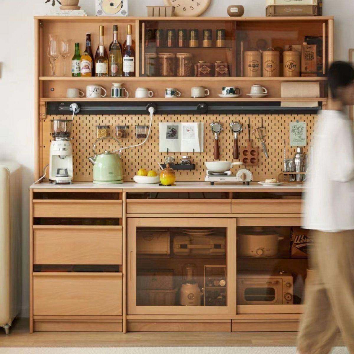 北欧中古餐边复古简约收纳实木樱桃木岩板日式茶水餐桌餐厅一体,农机/农具/农膜,其它农用工具,淘宝优惠券,粉丝福利购,淘宝优惠卷