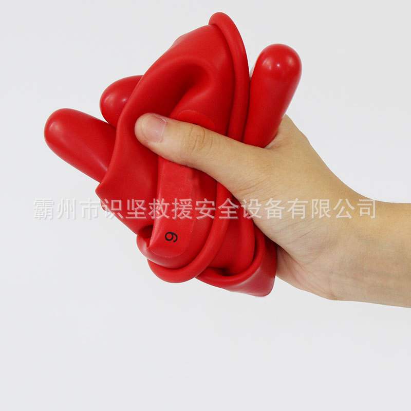 00级带电作业乳胶手套红色耐压1KV绝缘手套带电作业高压防护手套