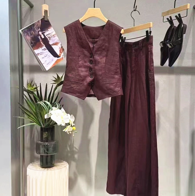 艾诺丝专柜正品2025夏新款套装女马甲背心50521516休闲裤50523016