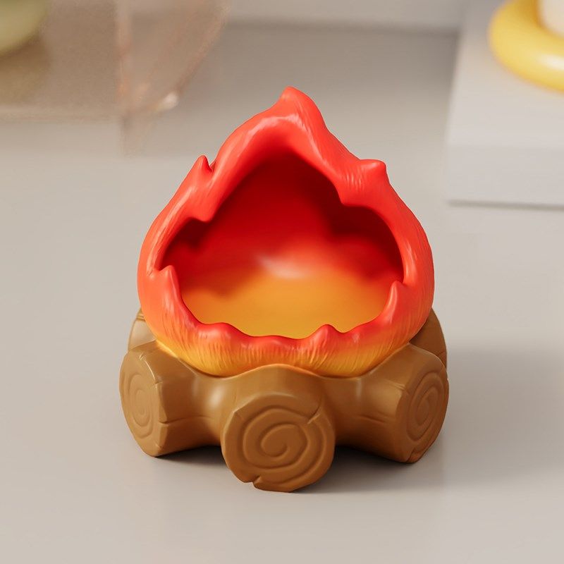 精选创意火焰电脑桌面收纳摆件办公室治愈系桌搭红色装饰柴火乔迁