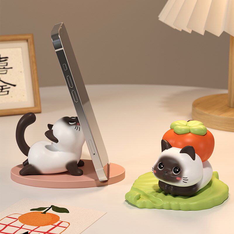 暹罗猫手机支架可爱创意办公室工位好物桌面装饰摆件生日礼物女生