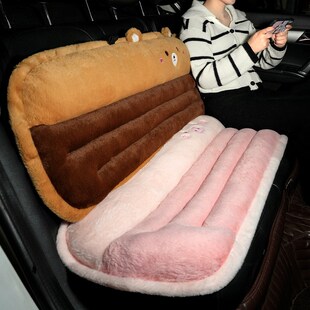 精选冬季可爱汽车椅子坐垫靠背护腰垫一体式毛绒座垫车内冬天通用