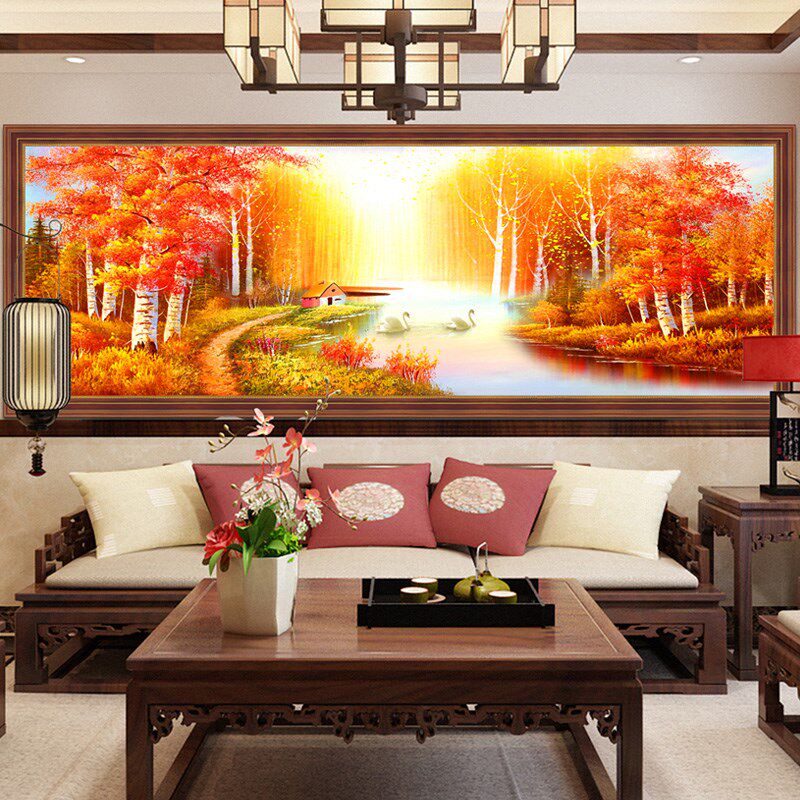 2024钻石画满钻客厅大幅风景八方来财5d点贴砖石十字绣2025年新款