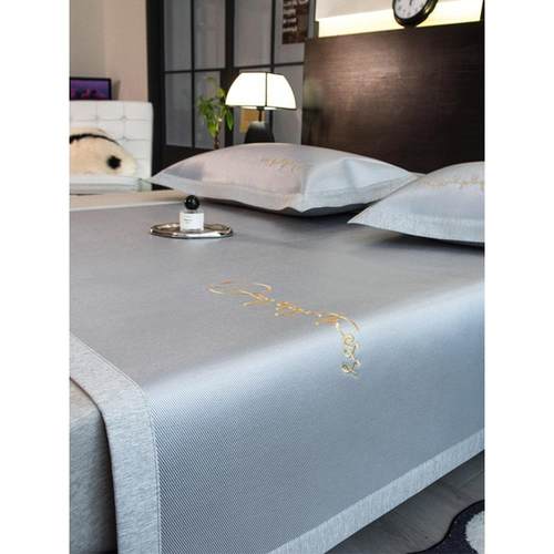 A类夏季凉感可水洗冰藤席三件套字母刺绣折叠床席床笠空调软席子