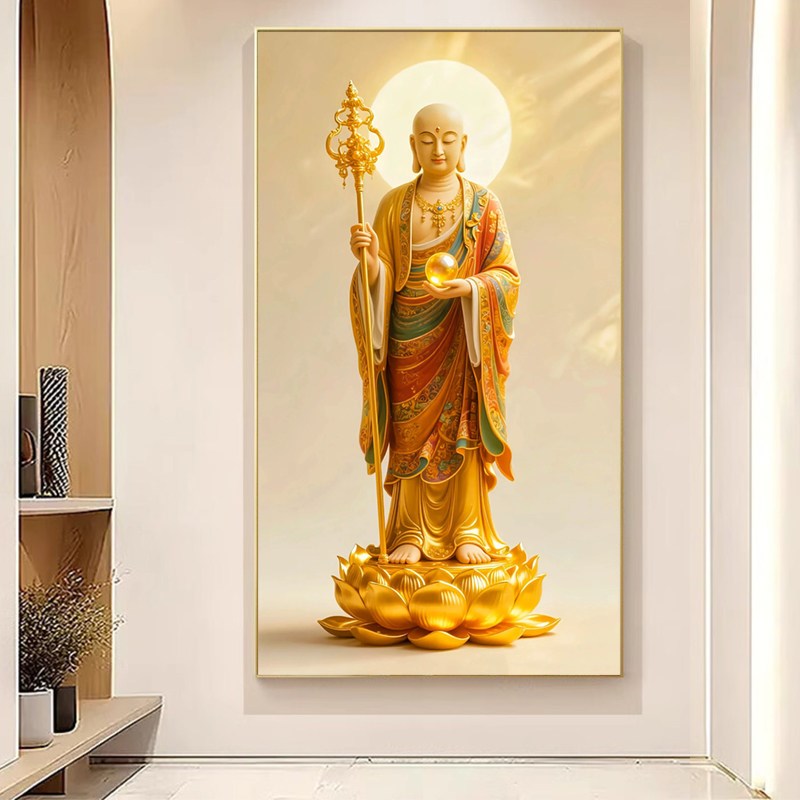 地藏王菩萨十字绣新款线绣客厅玄关家用供奉画像钻石画满钻自己贴