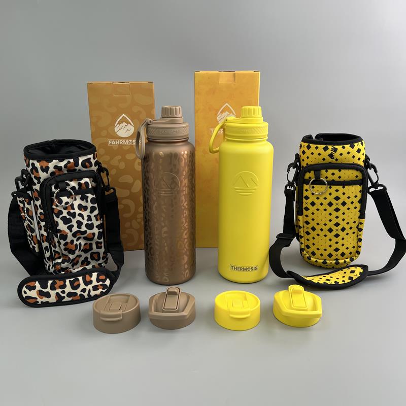 出德国！一杯三盖！18/8不锈钢保温杯大容量水杯可携式户外运动水