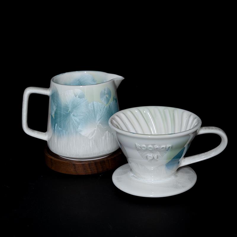 咖啡过滤杯陶瓷V60手冲泡过滤器家用经典螺纹滴滤共享壶套装