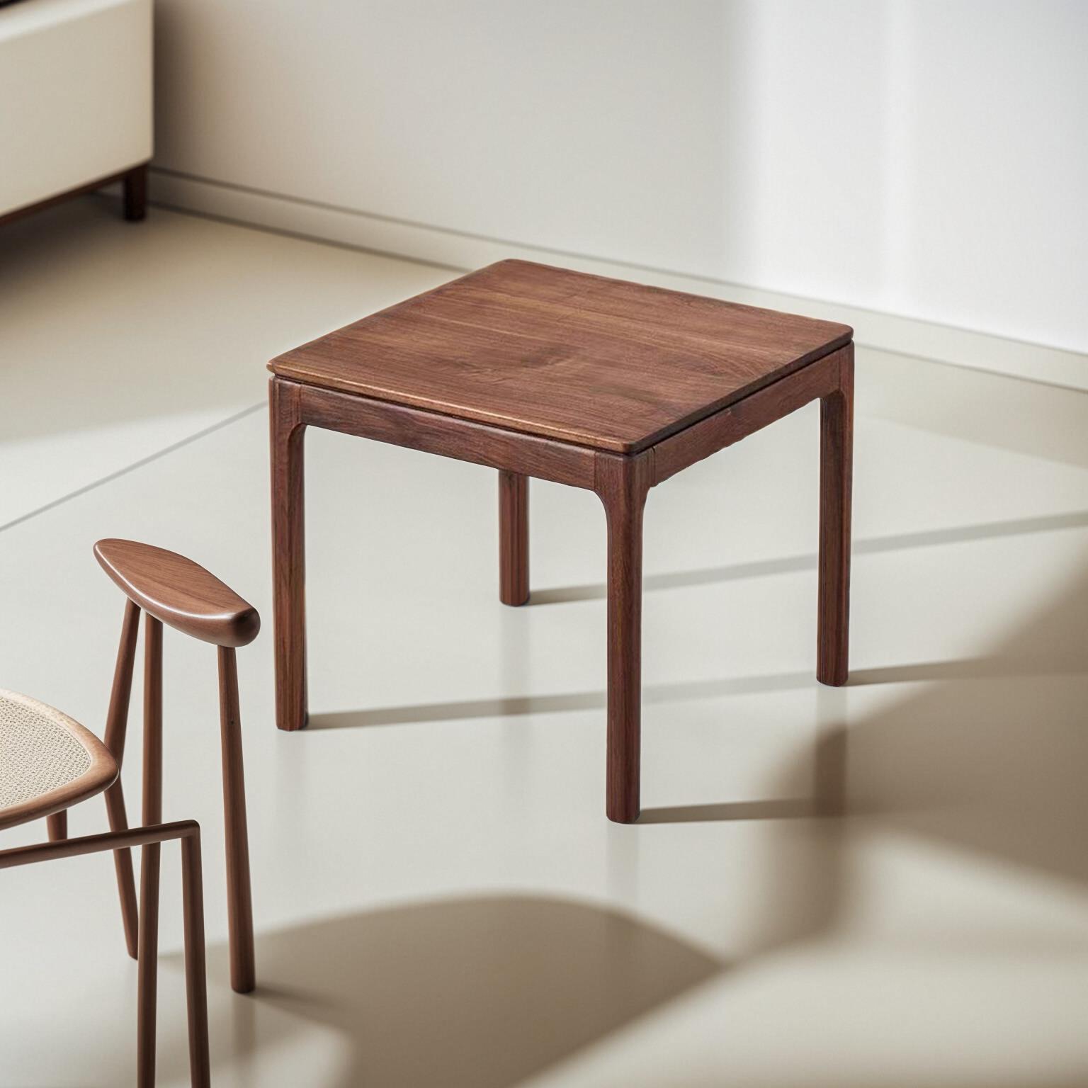 北美黑胡桃木新中式实木角几客厅小茶几沙发边几小方桌炕几飘窗桌