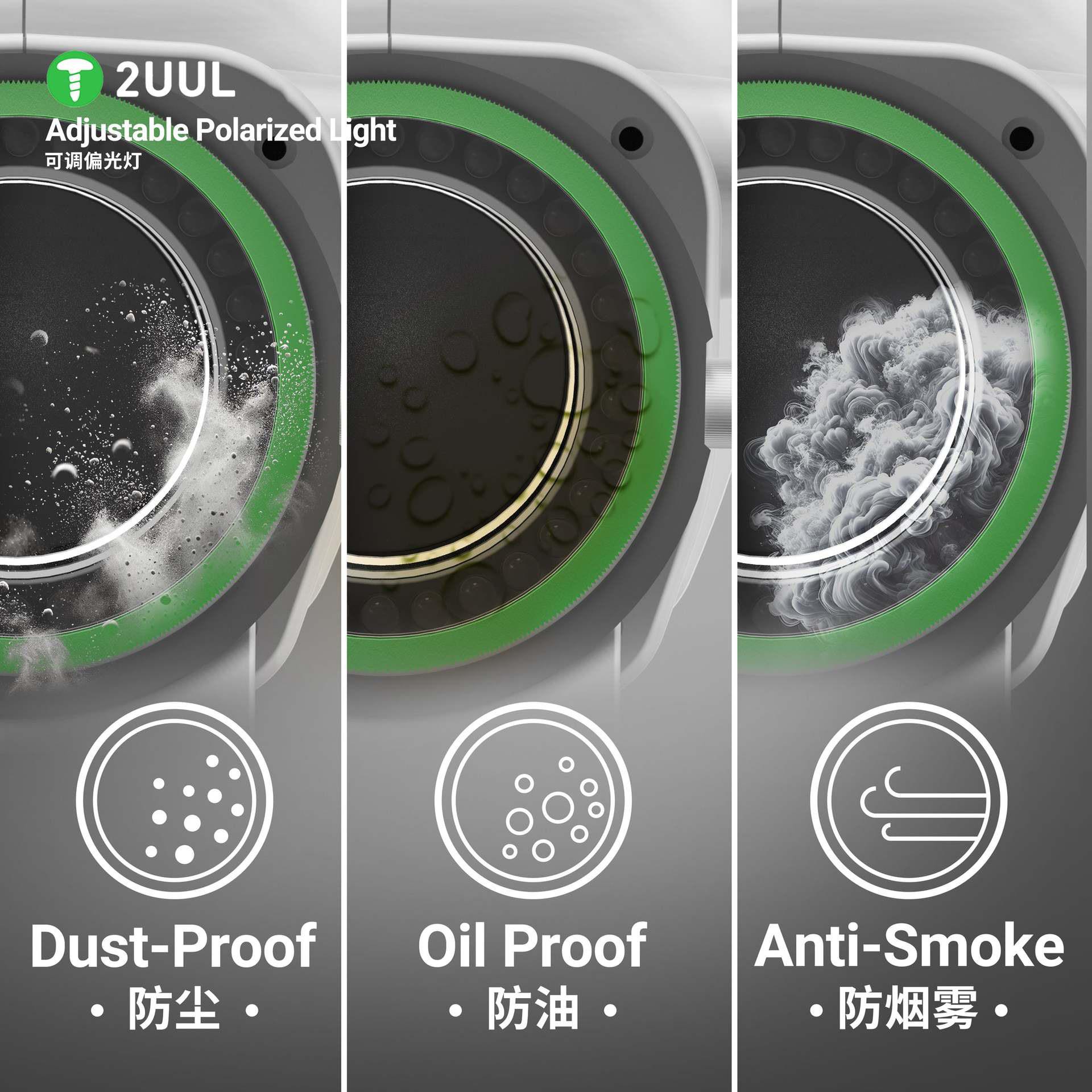 2UUL MS97手机维修显微镜环形偏光LED光源补光灯 可调亮度 防眩光